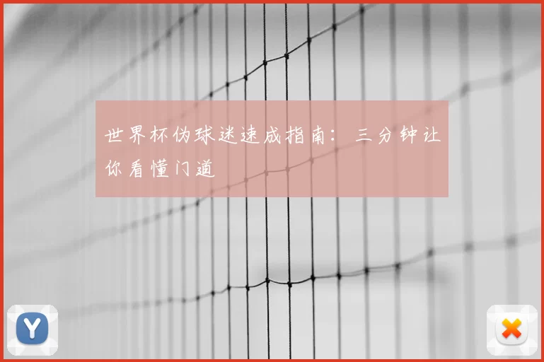 世界杯伪球迷速成指南:三分钟让你看懂门道